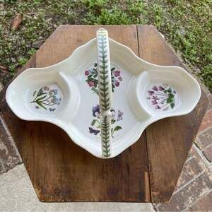 Portmeirion Basket Susan Williams-Ellis Botanic Garden 3 Sections Mint Condition